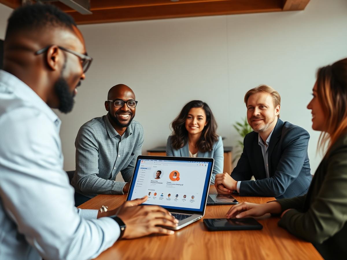 Équipe PME multiculturelle utilisant des outils IA